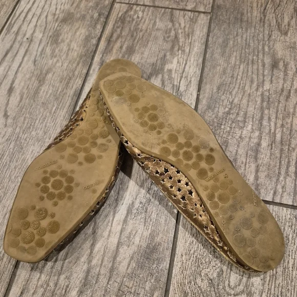 Jimmy Choo Gold Laser Cut Star Mules Flats Size 40 (US 10) Metallic Leather Y2K - Picture 7 of 10